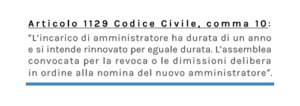 durata incarico amministratore condominio